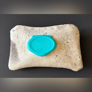 White & Gary Cowhide & Leather Baby Wipes Case for Pampers Wipes.